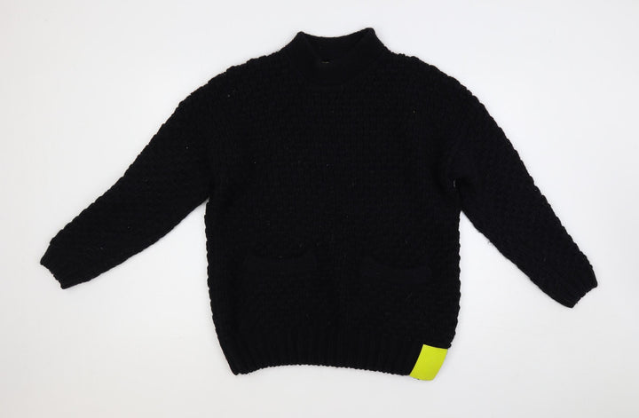 Scotch & Soda Womens Blue Mock Neck Acrylic Pullover Jumper Size M