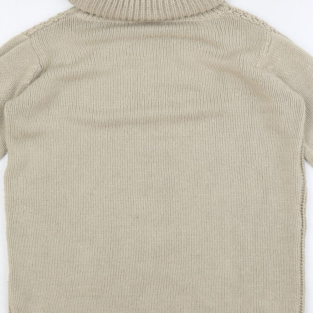 Zara Girls Beige Roll Neck Acrylic Tunic Jumper Size 13-14 Years Pullover