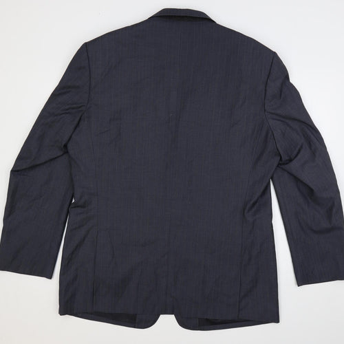 Boss Mens Blue Striped Wool Jacket Blazer Size 50 Regular