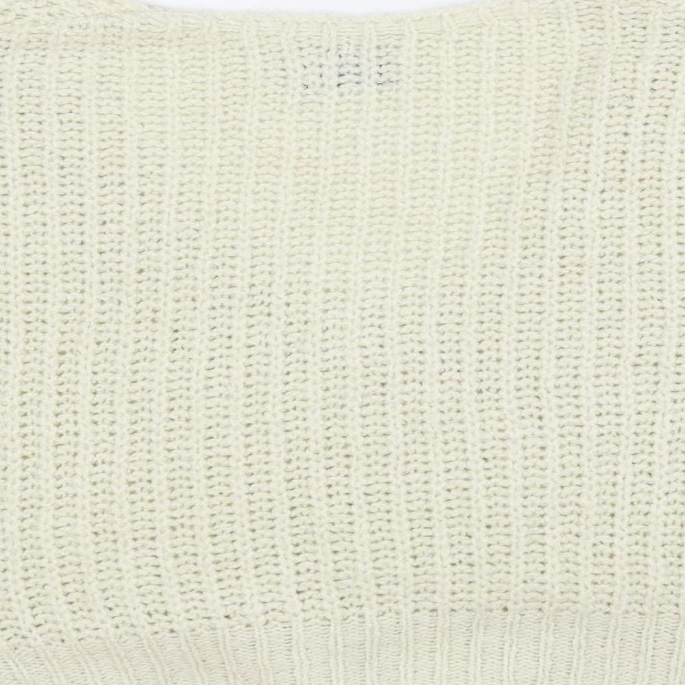 ASOS Womens Ivory V-Neck Acrylic Pullover Jumper Size 10 - Wrap Front Detail