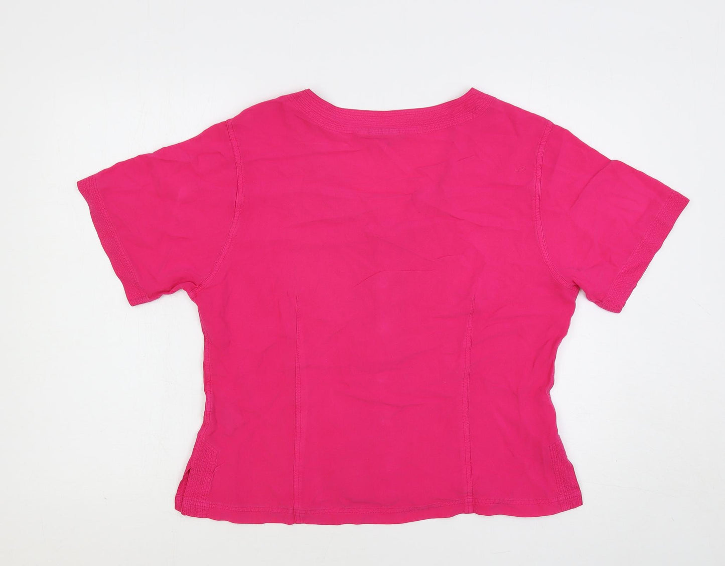 EAST Womens Pink Viscose Basic Button-Up Size 16 V-Neck