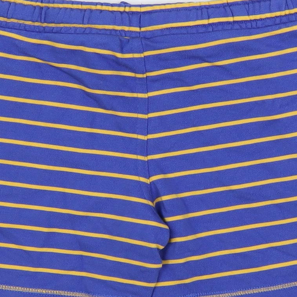 Marks and Spencer Boys Blue Striped Cotton Sweat Shorts Size 6-7 Years Regular Drawstring - Adjustable Waist