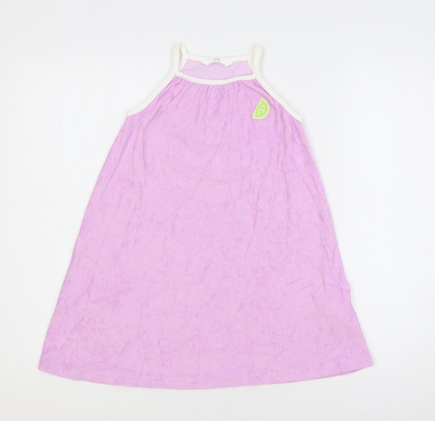 Marks and Spencer Girls Purple Cotton A-Line Size 5-6 Years Square Neck Pullover