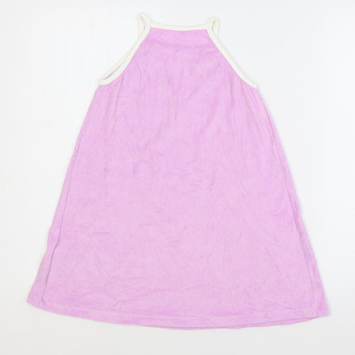 Marks and Spencer Girls Purple Cotton A-Line Size 5-6 Years Square Neck Pullover