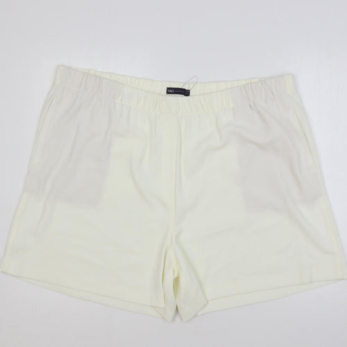 Marks and Spencer Womens Ivory Polyester Basic Shorts Size 24 L5 in Regular - Elastic Waist