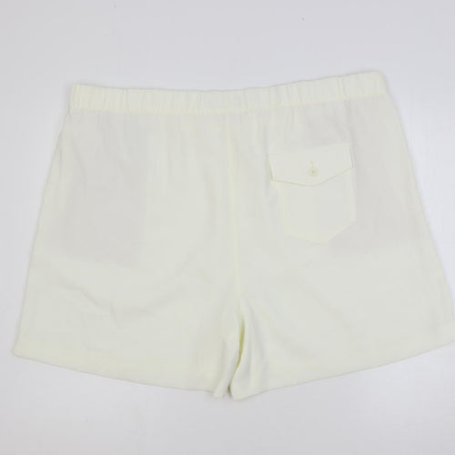 Marks and Spencer Womens Ivory Polyester Basic Shorts Size 24 L5 in Regular - Elastic Waist