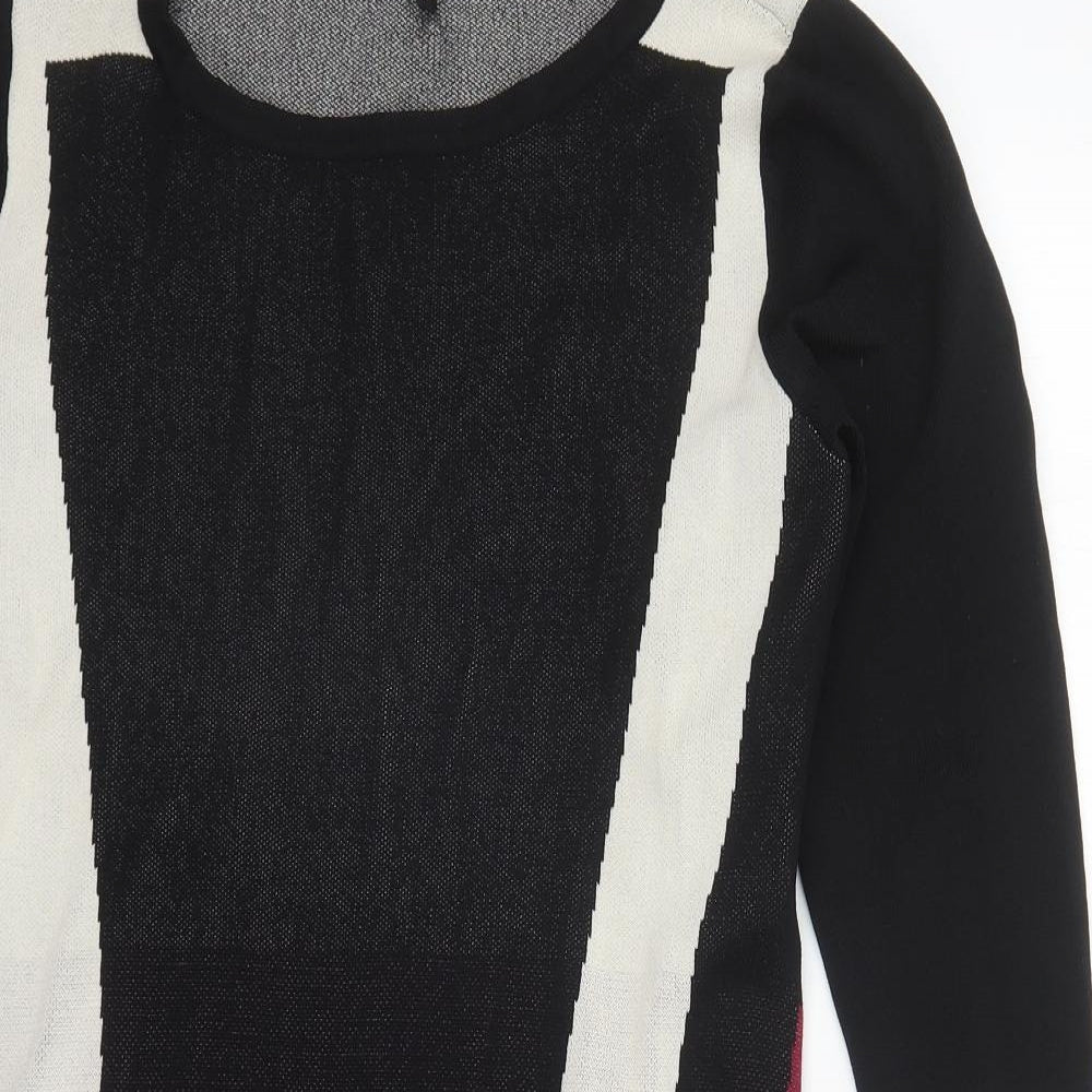 Julien Macdonald Womens Black Colourblock Viscose Jumper Dress Size 16 Round Neck Pullover