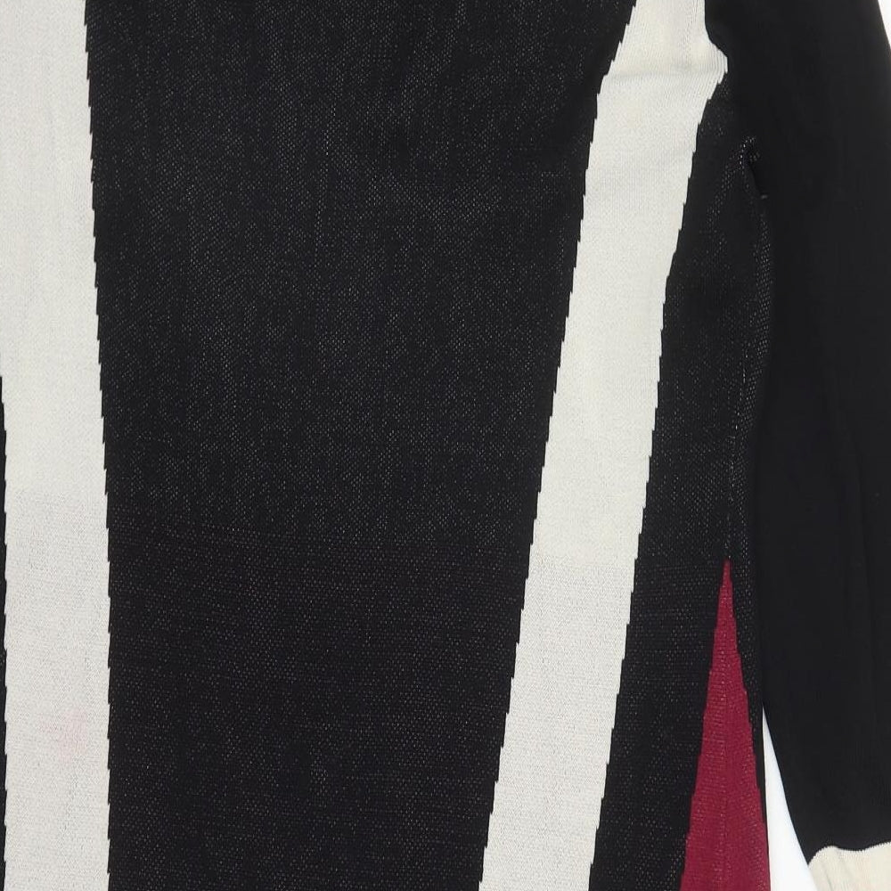 Julien Macdonald Womens Black Colourblock Viscose Jumper Dress Size 16 Round Neck Pullover