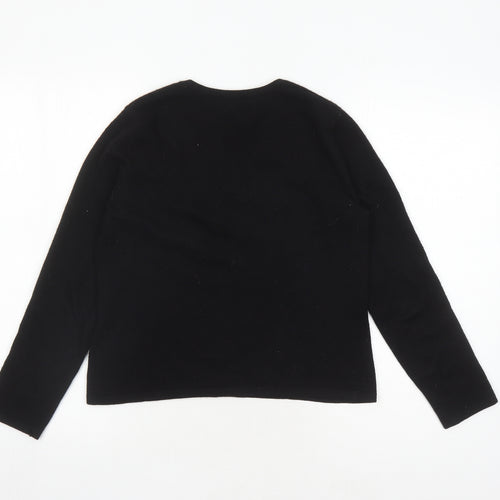 Lands' End Womens Black Round Neck Cashmere Pullover Jumper Size S