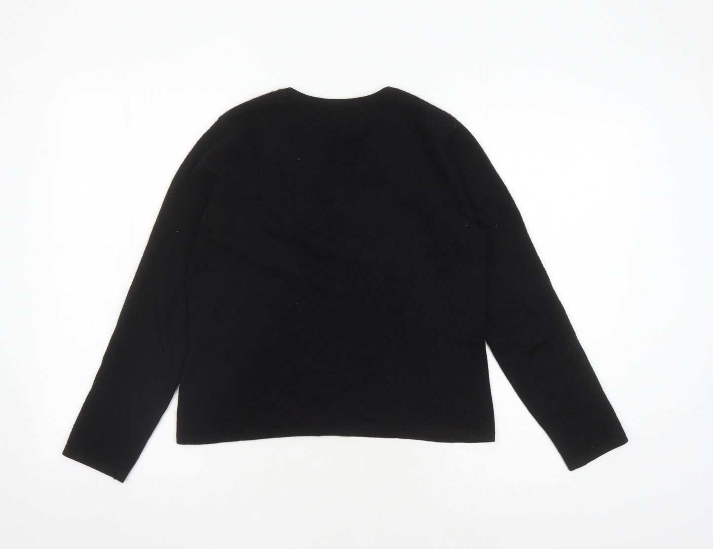 Lands' End Womens Black Round Neck Cashmere Pullover Jumper Size S
