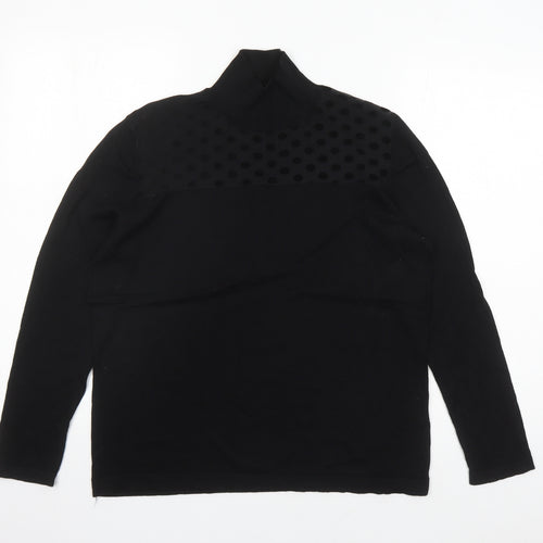 August Silk Womens Black Mock Neck Polka Dot Acrylic Pullover Jumper Size XL