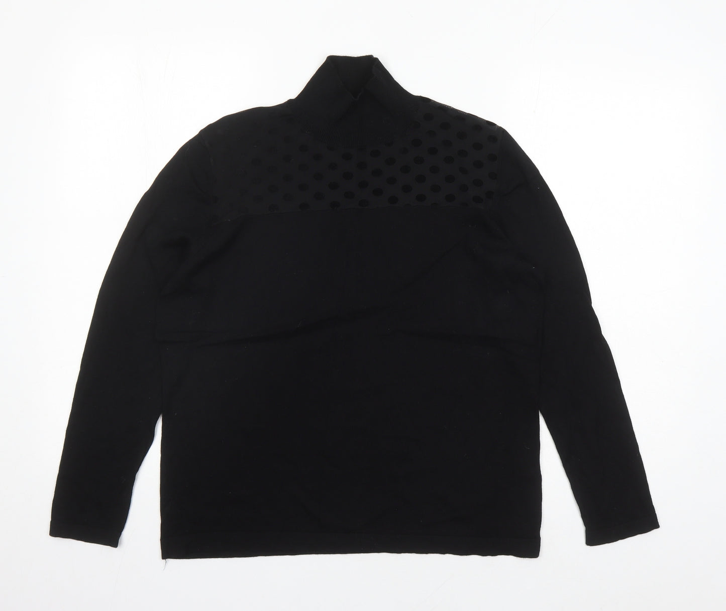 August Silk Womens Black Mock Neck Polka Dot Acrylic Pullover Jumper Size XL