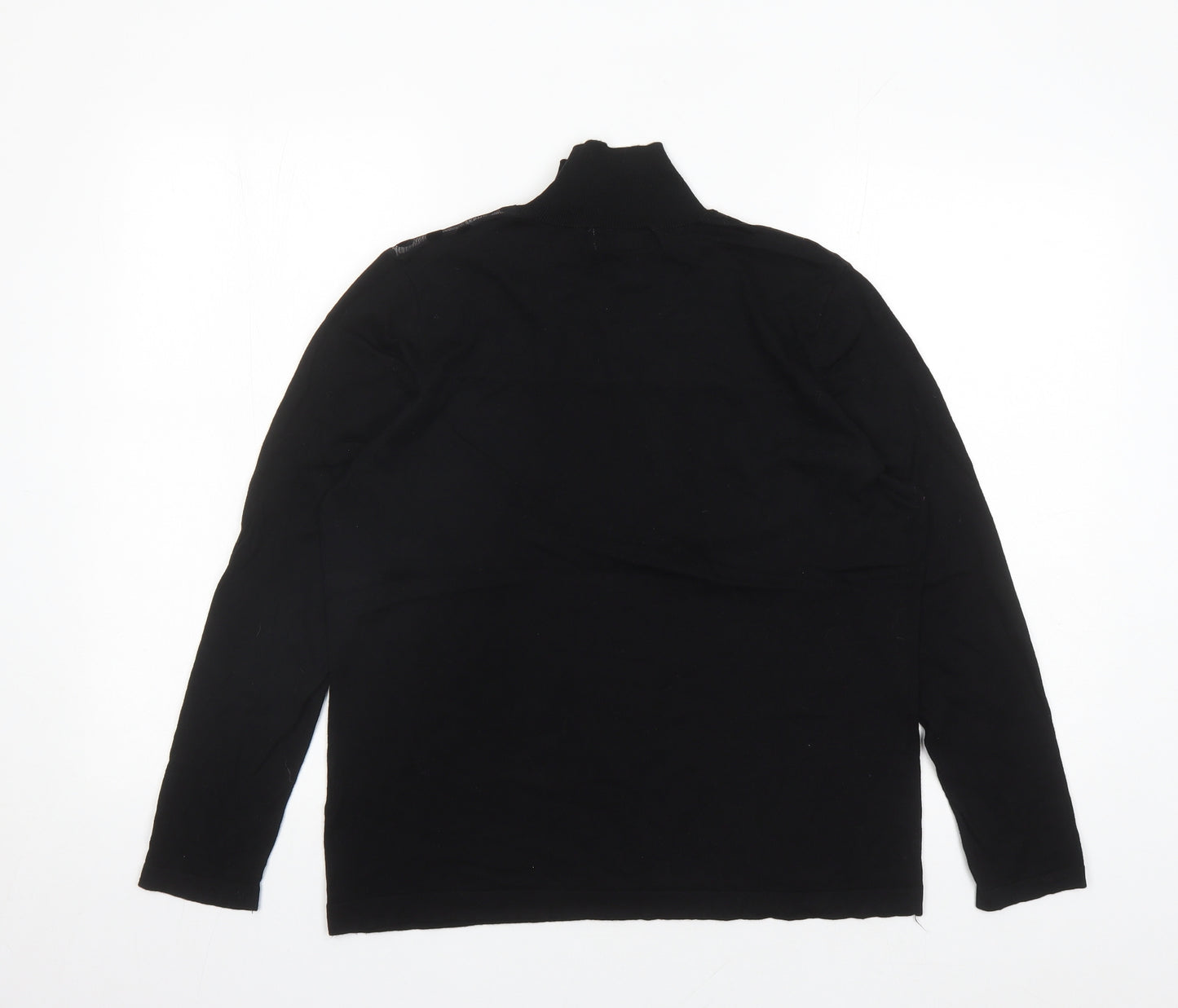 August Silk Womens Black Mock Neck Polka Dot Acrylic Pullover Jumper Size XL
