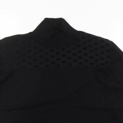 August Silk Womens Black Mock Neck Polka Dot Acrylic Pullover Jumper Size XL