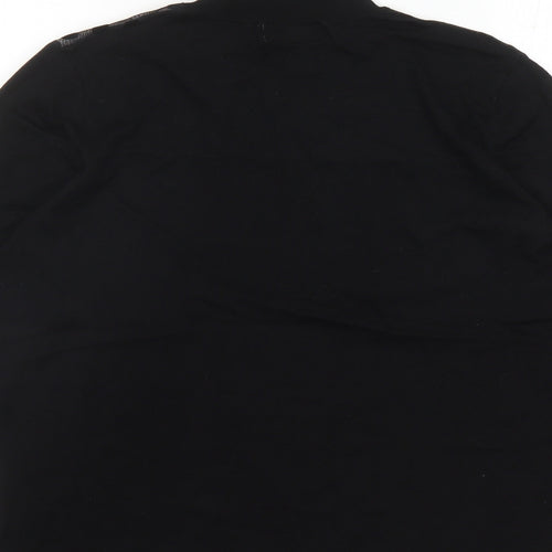 August Silk Womens Black Mock Neck Polka Dot Acrylic Pullover Jumper Size XL