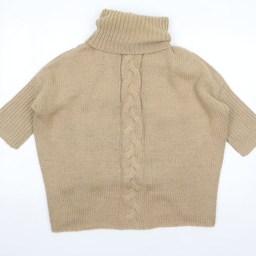 Mango Womens Beige Roll Neck Acrylic Pullover Jumper One Size