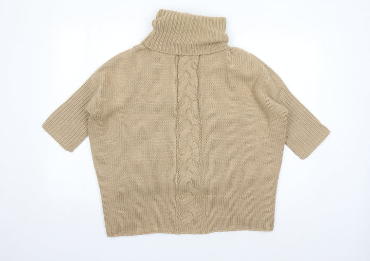 Mango Womens Beige Roll Neck Acrylic Pullover Jumper One Size