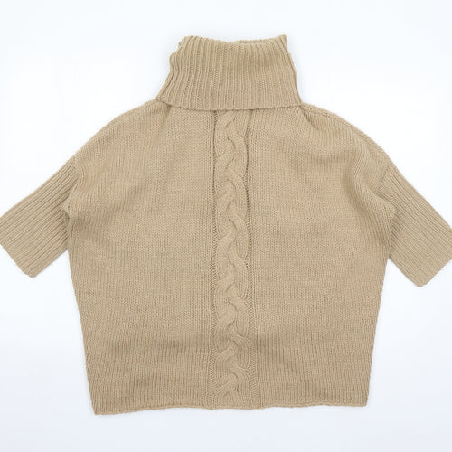 Mango Womens Beige Roll Neck Acrylic Pullover Jumper One Size
