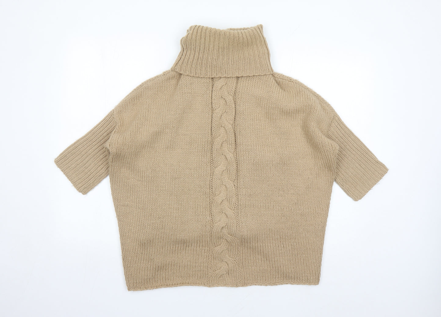 Mango Womens Beige Roll Neck Acrylic Pullover Jumper One Size