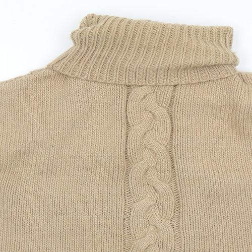 Mango Womens Beige Roll Neck Acrylic Pullover Jumper One Size