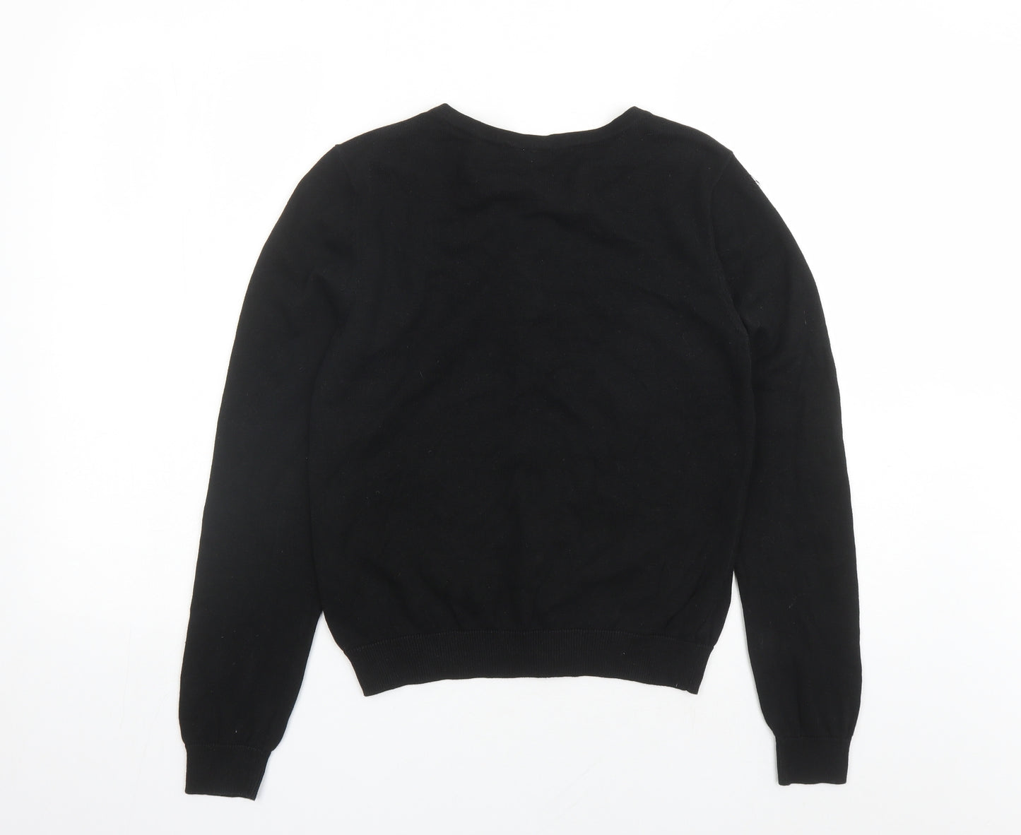 H&M Womens Black Round Neck Cotton Cardigan Jumper Size M
