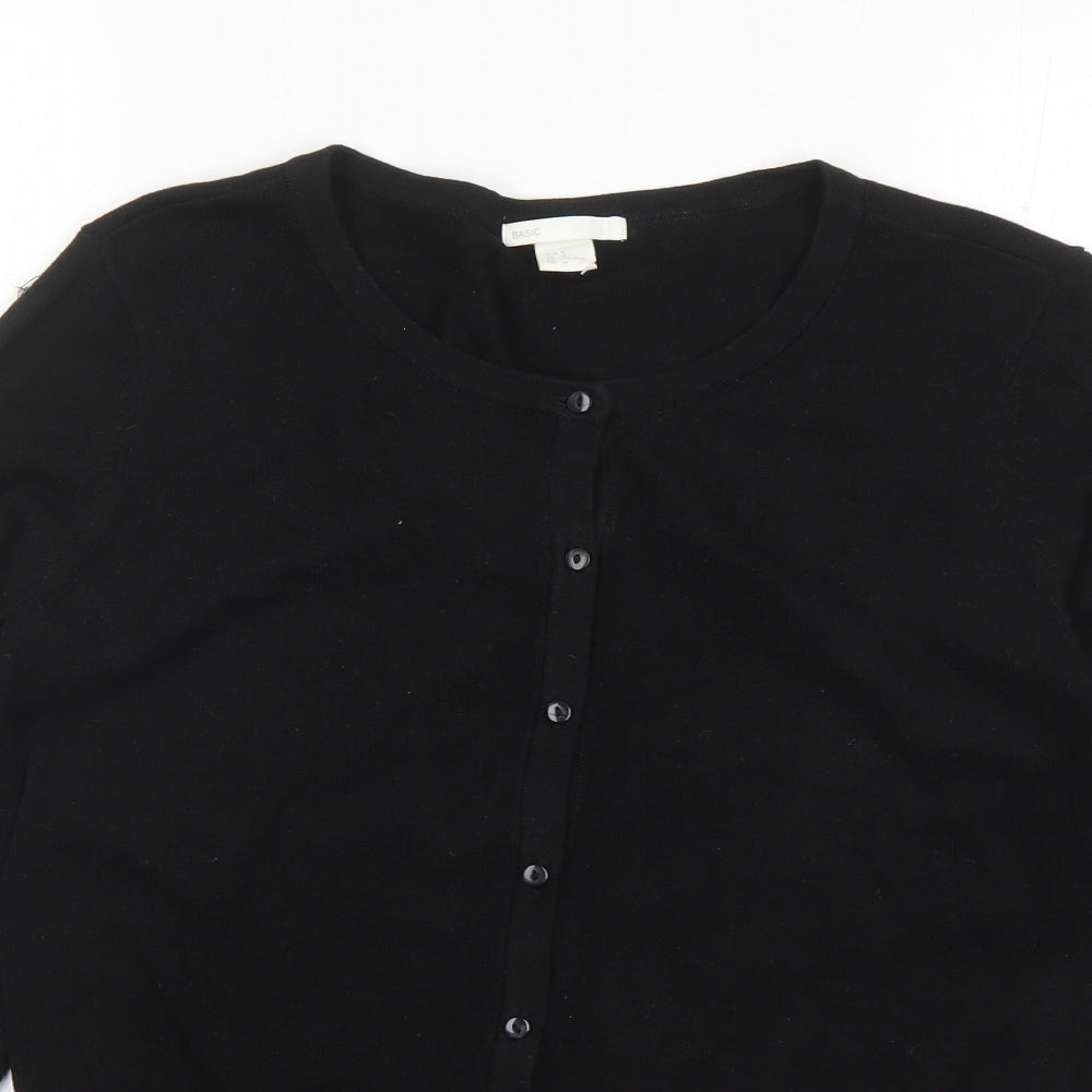 H&M Womens Black Round Neck Cotton Cardigan Jumper Size M