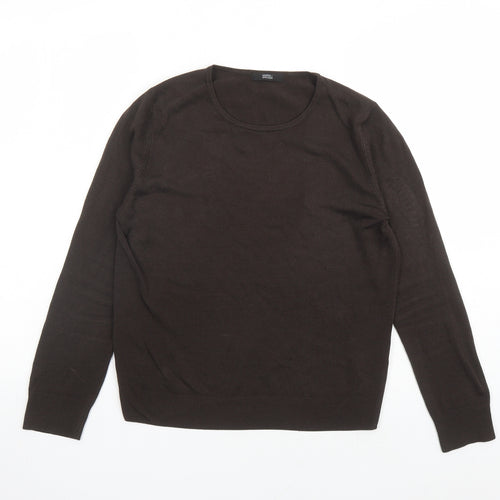 Marks and Spencer Womens Brown Round Neck Acrylic Pullover Jumper Size 8