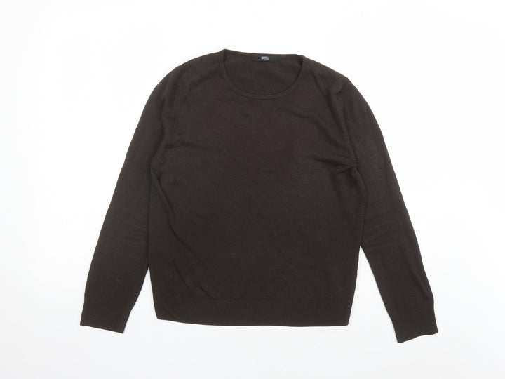 Marks and Spencer Womens Brown Round Neck Acrylic Pullover Jumper Size 8