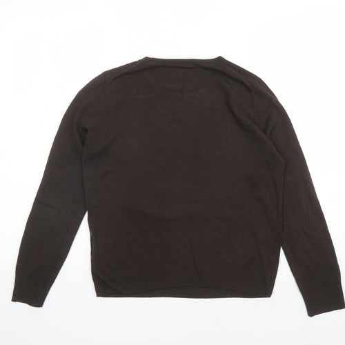 Marks and Spencer Womens Brown Round Neck Acrylic Pullover Jumper Size 8