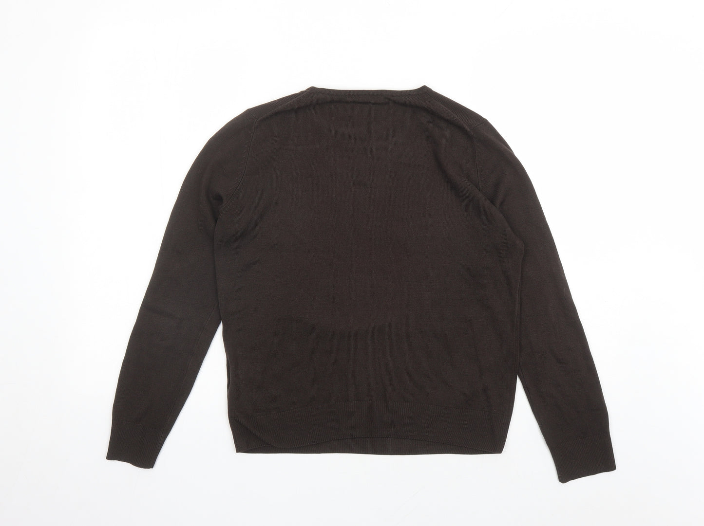 Marks and Spencer Womens Brown Round Neck Acrylic Pullover Jumper Size 8