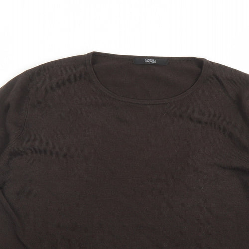 Marks and Spencer Womens Brown Round Neck Acrylic Pullover Jumper Size 8