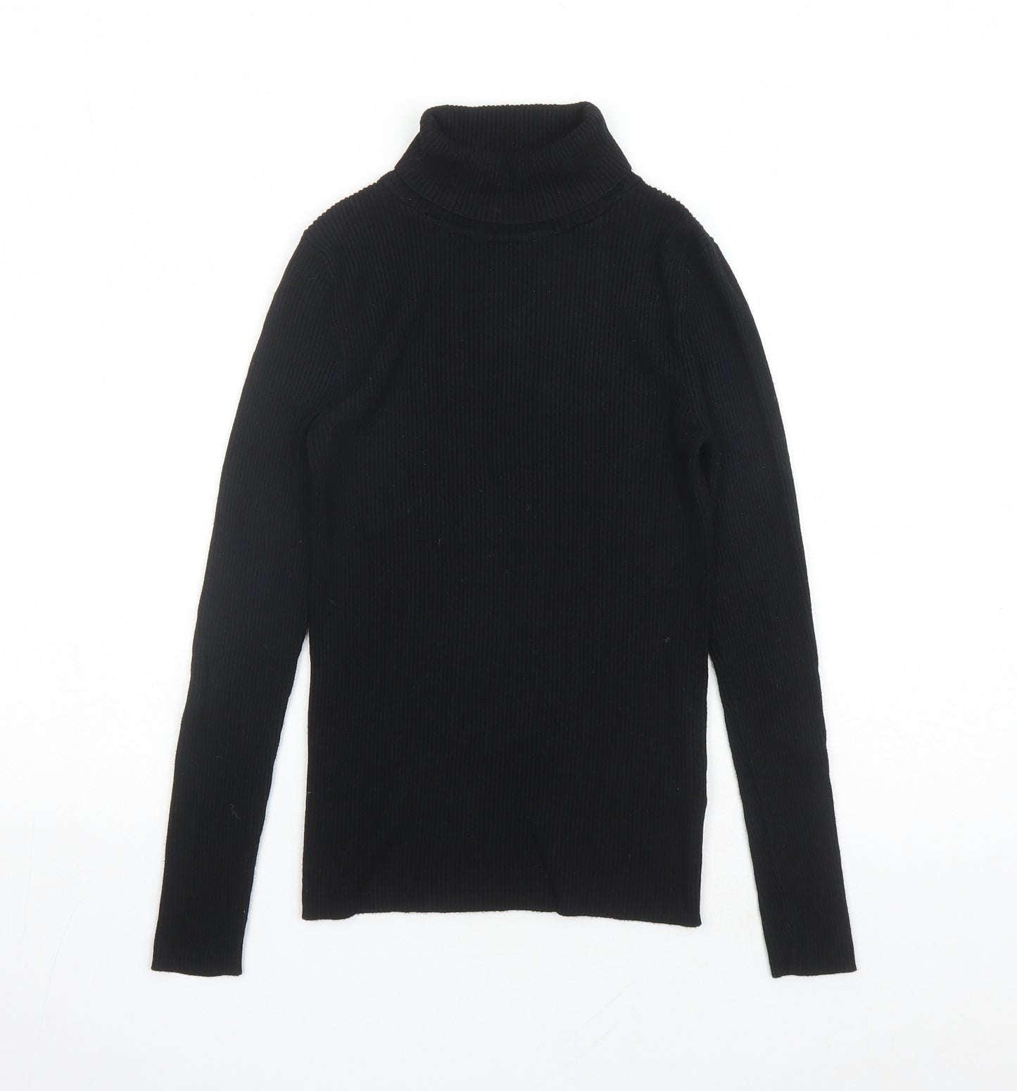 Marks and Spencer Womens Black Roll Neck Viscose Pullover Jumper Size 8