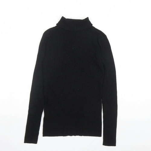 Marks and Spencer Womens Black Roll Neck Viscose Pullover Jumper Size 8