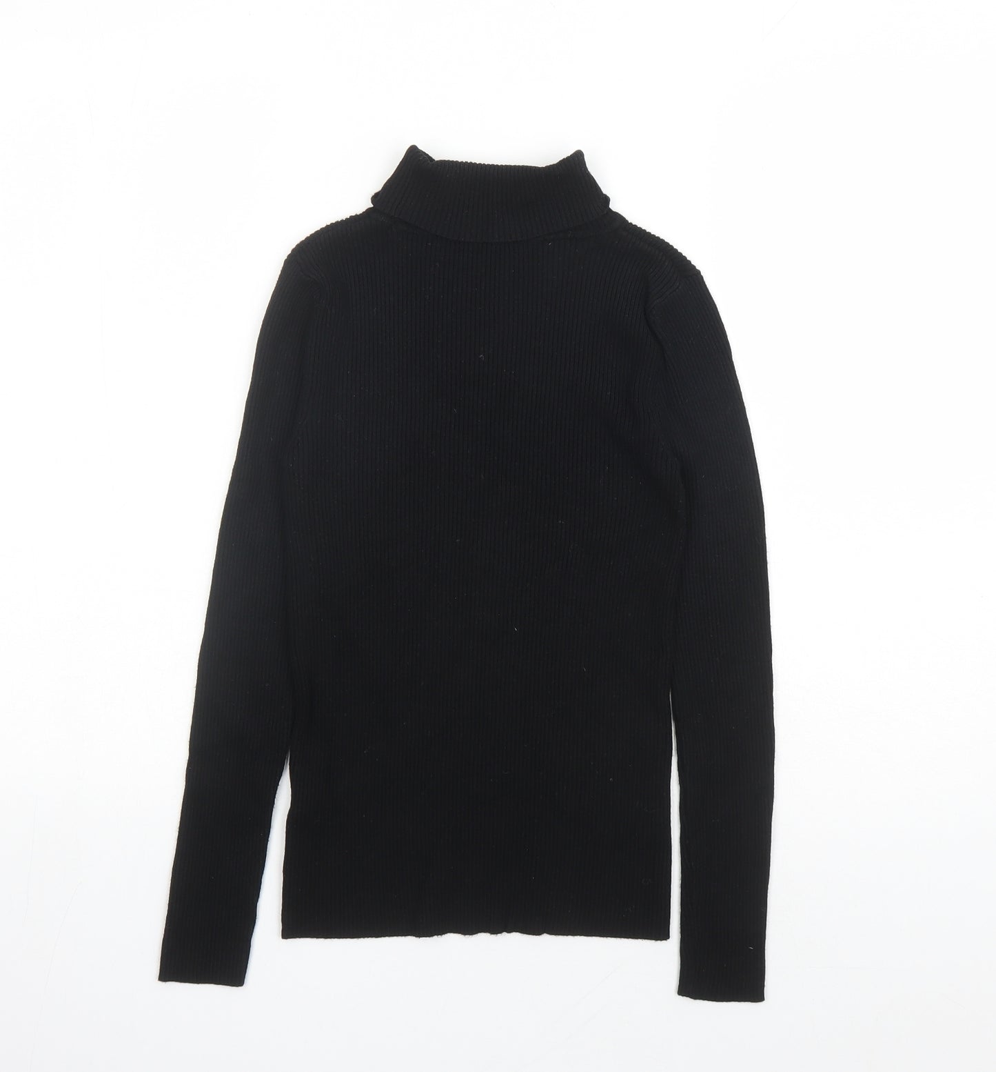 Marks and Spencer Womens Black Roll Neck Viscose Pullover Jumper Size 8