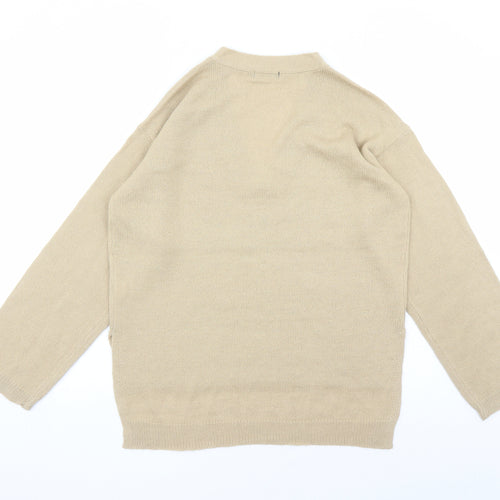 Rut&Circle Womens Brown V-Neck Acrylic Pullover Jumper Size M