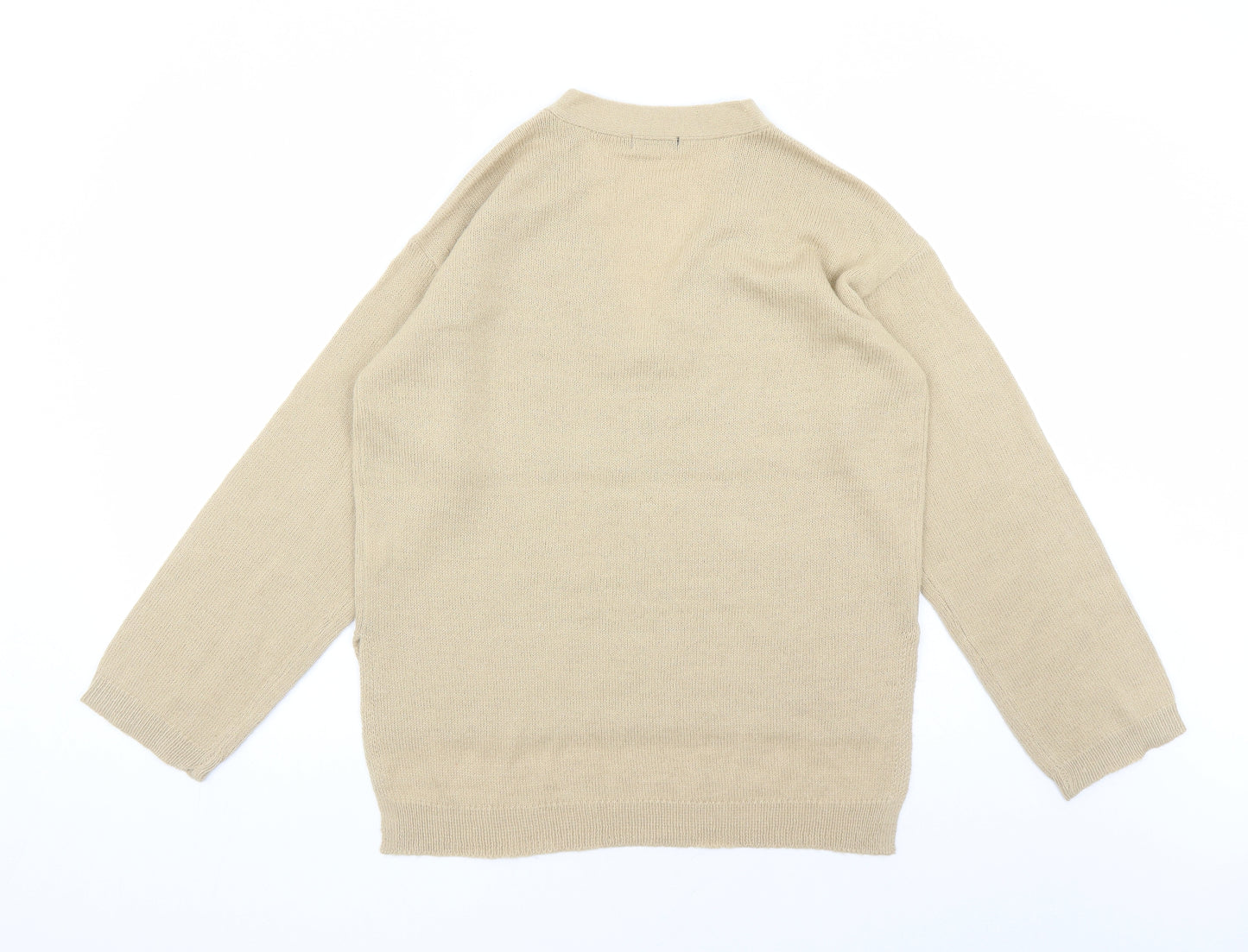 Rut&Circle Womens Brown V-Neck Acrylic Pullover Jumper Size M