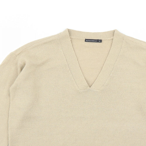 Rut&Circle Womens Brown V-Neck Acrylic Pullover Jumper Size M