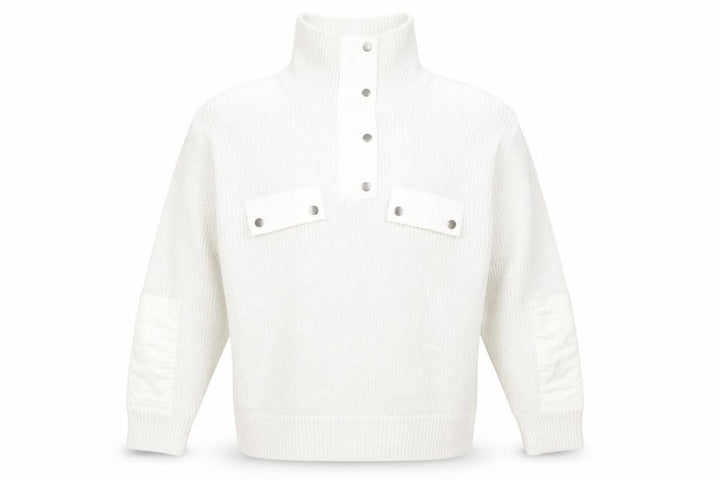 Mango Mens Beige High Neck Acrylic Henley Jumper Size XL Long Sleeve - Elbow Patches