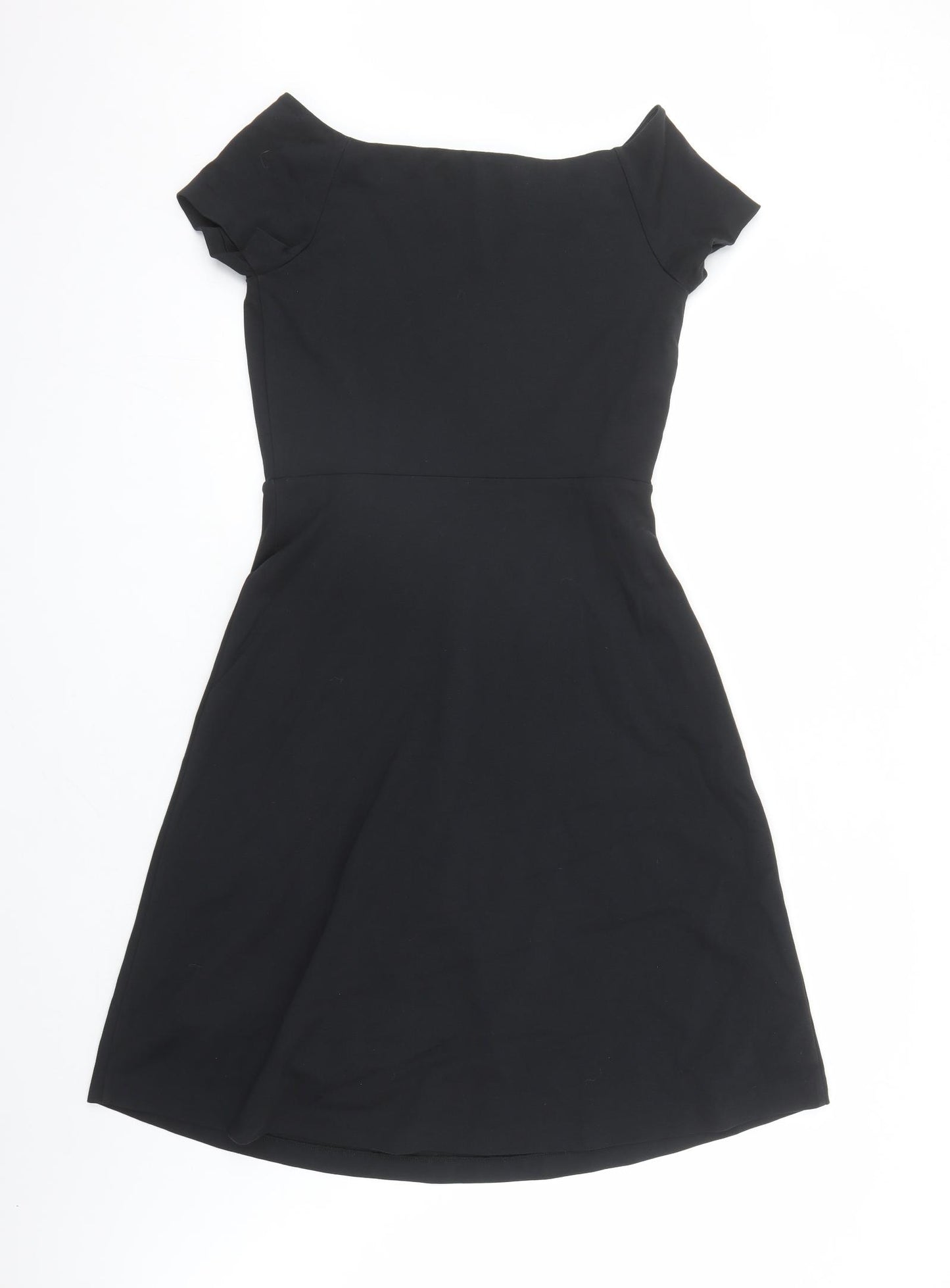 Boden Womens Black Cotton Fit & Flare Size 14 Boat Neck Pullover