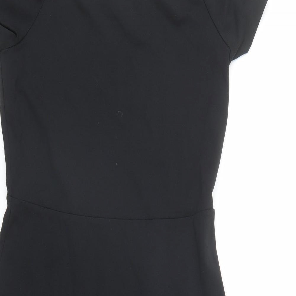 Boden Womens Black Cotton Fit & Flare Size 14 Boat Neck Pullover