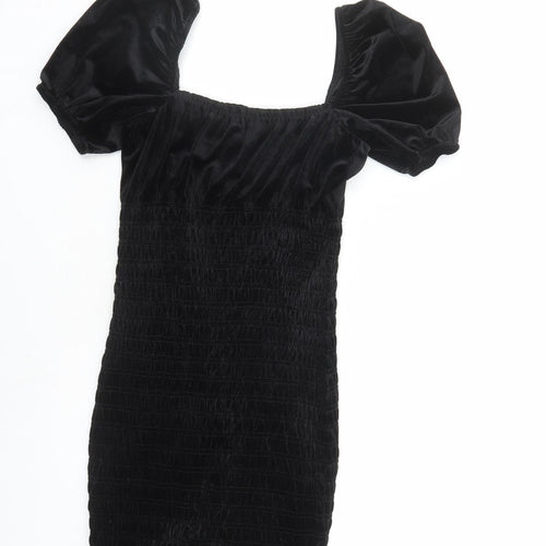 Divided by H&M Womens Black Polyester Bodycon Size S Square Neck Pullover