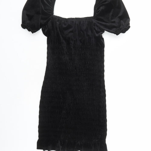 Divided by H&M Womens Black Polyester Bodycon Size S Square Neck Pullover