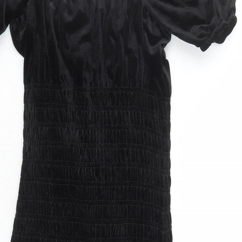 Divided by H&M Womens Black Polyester Bodycon Size S Square Neck Pullover