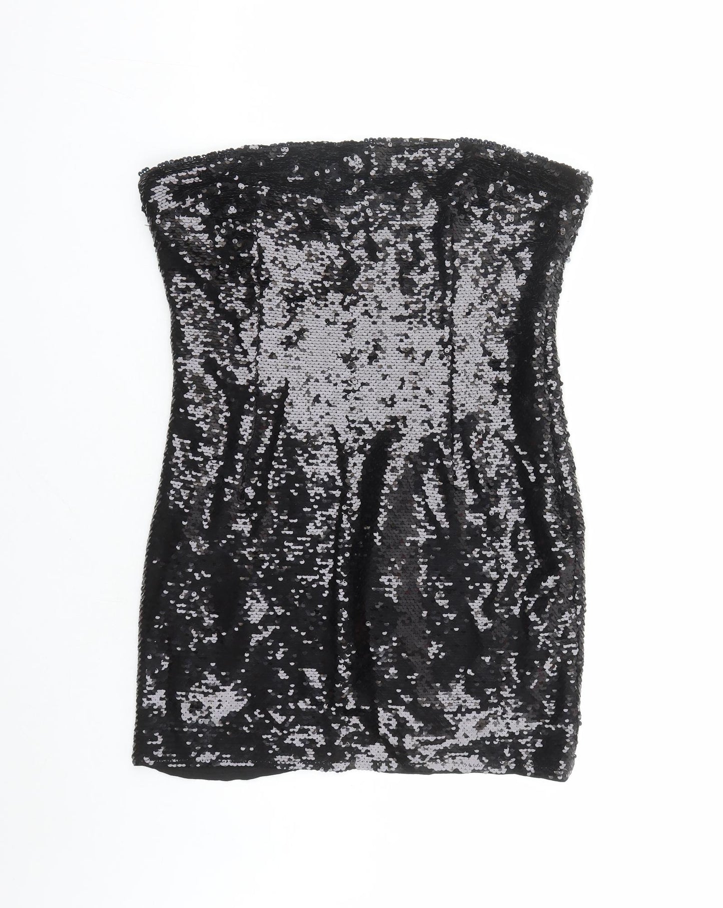 Superdry Womens Black Polyester Mini Size 14 Off the Shoulder Zip - Sequin Detail