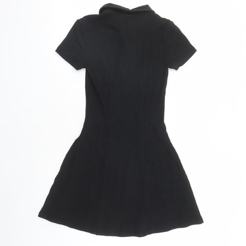 Divided by H&M Womens Black Cotton Shirt Dress Size XS Collared Button