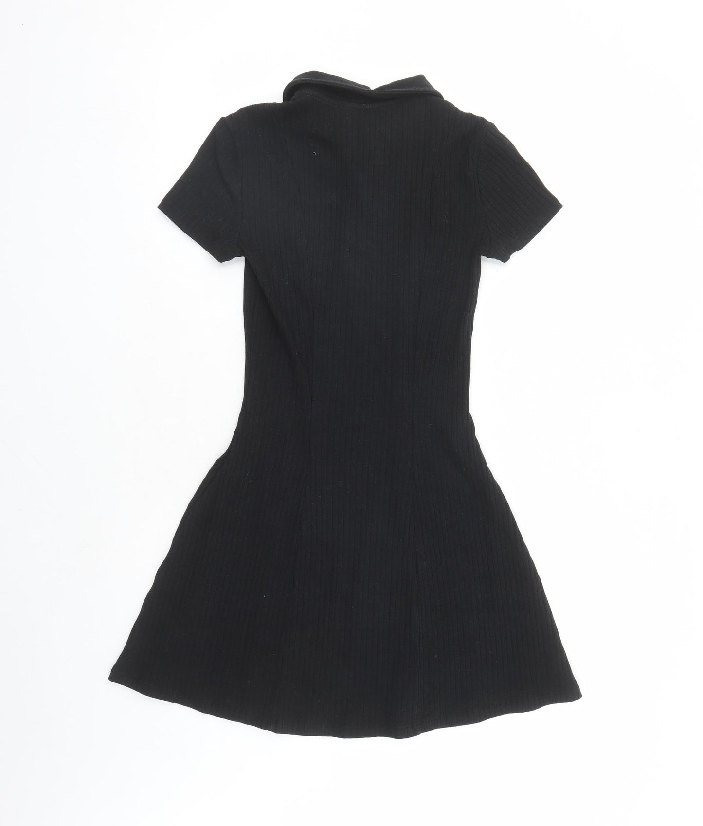 Divided by H&M Womens Black Cotton Shirt Dress Size XS Collared Button