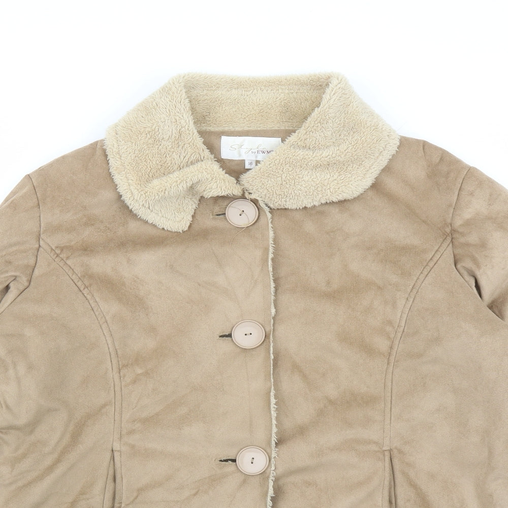 EWM Womens Brown Jacket Size 16 Button