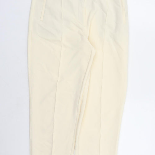 Zara Womens Ivory Polyester Trousers Size L L28 in Regular Zip