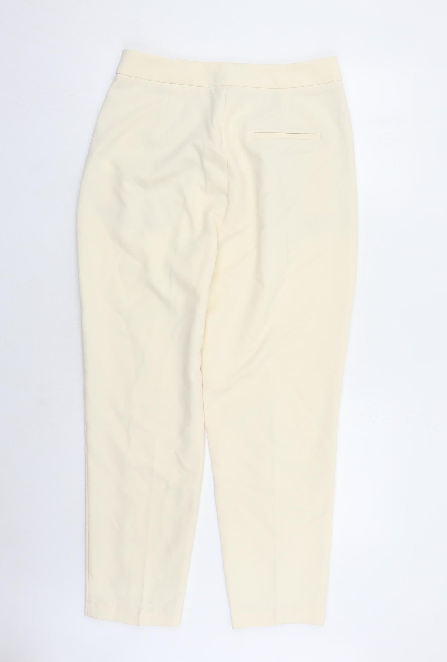 Zara Womens Ivory Polyester Trousers Size L L28 in Regular Zip