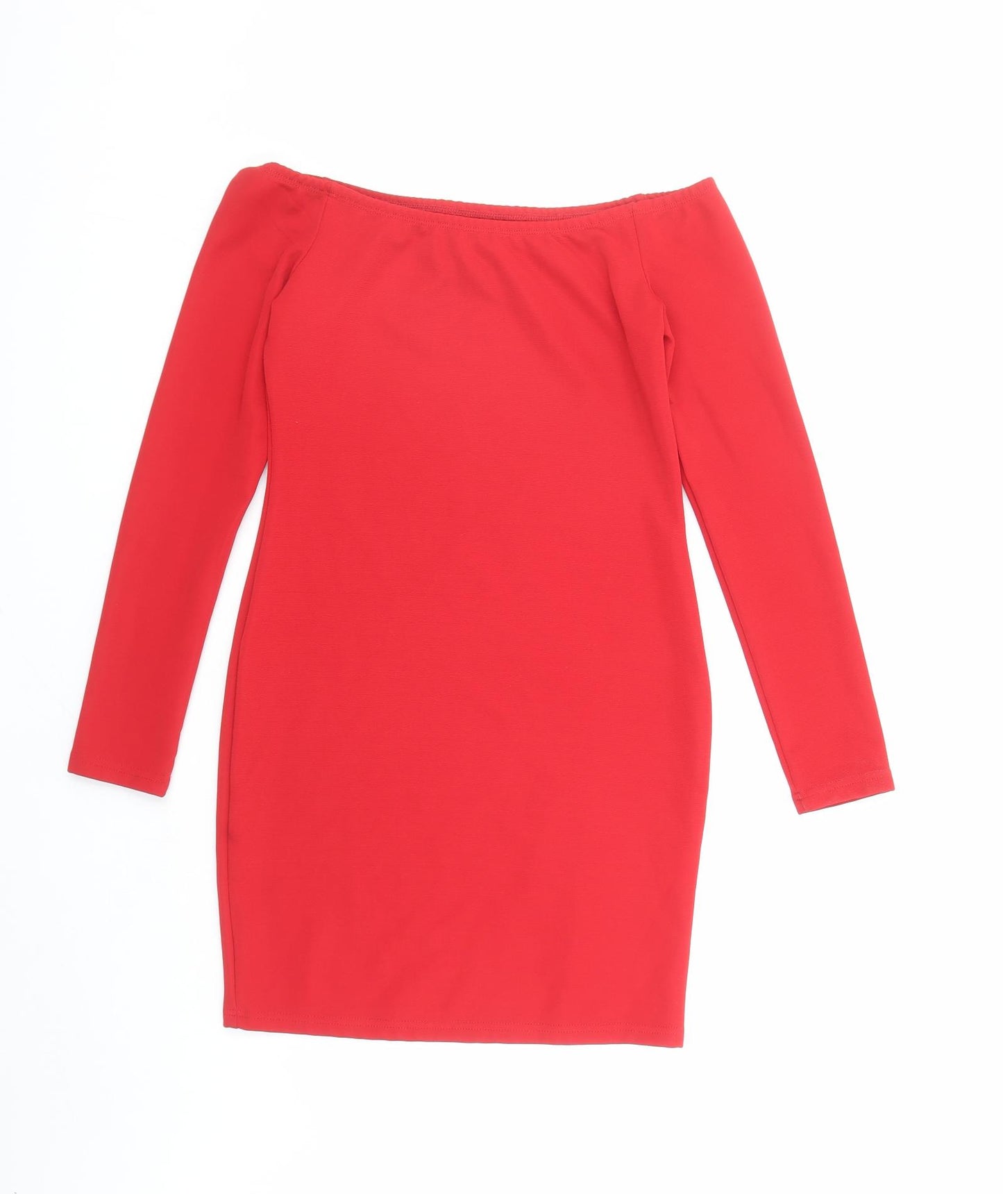Glamorous Womens Red Polyester Bodycon Size S Off the Shoulder Pullover